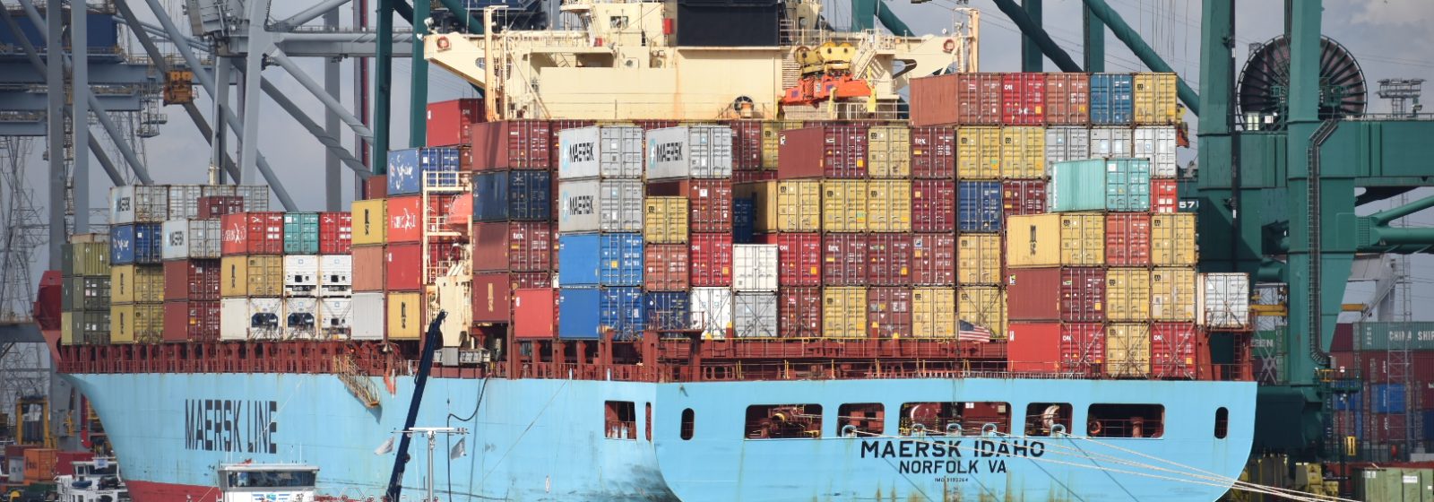 De 'Maersk Idaho' (4.822 teu) laadt bij MPET voor de TA1/NEUATL1-dienst van 2M