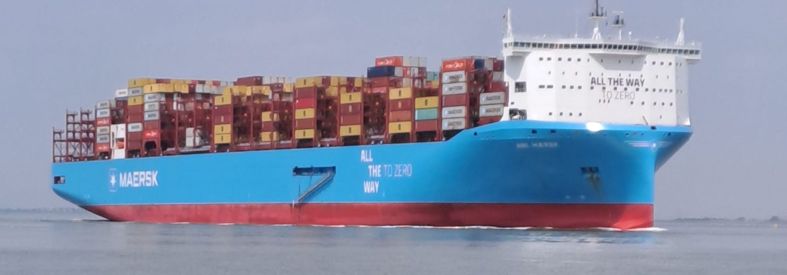 De 'Ane Maersk' (16.592 teu) opvarend op de Westerschelde