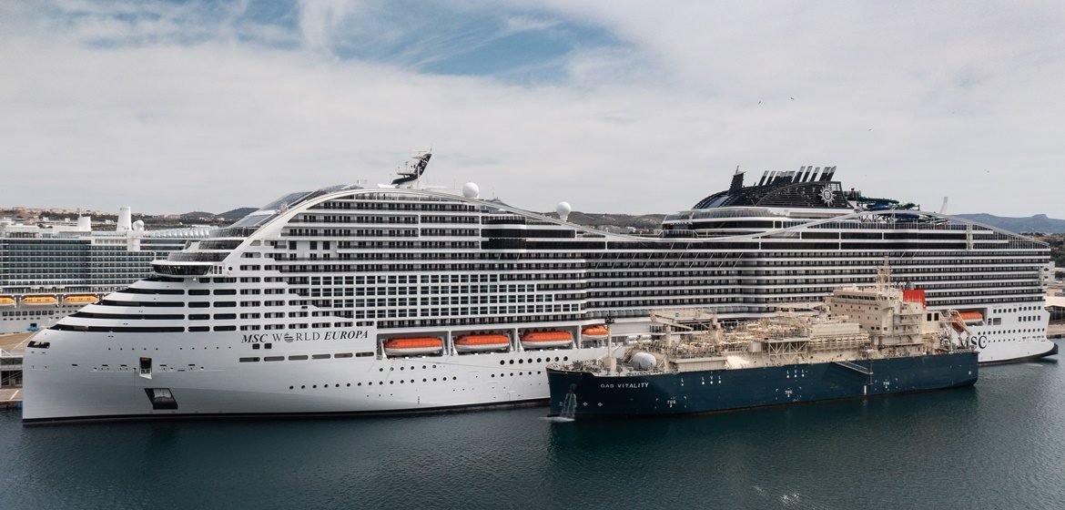 Het lng-bunkerschip 'Gas Vitality' in Marseille