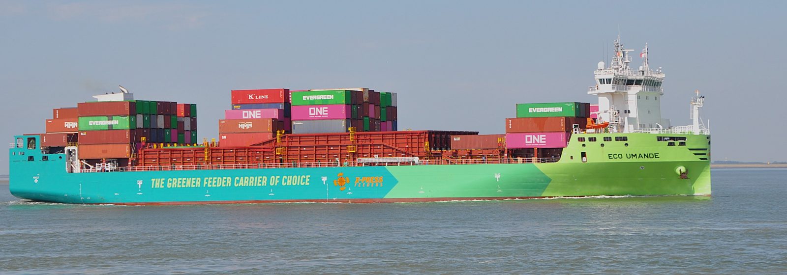 De 'Eco Umande' (1.170 teu) bij opvaart op de Westerschelde