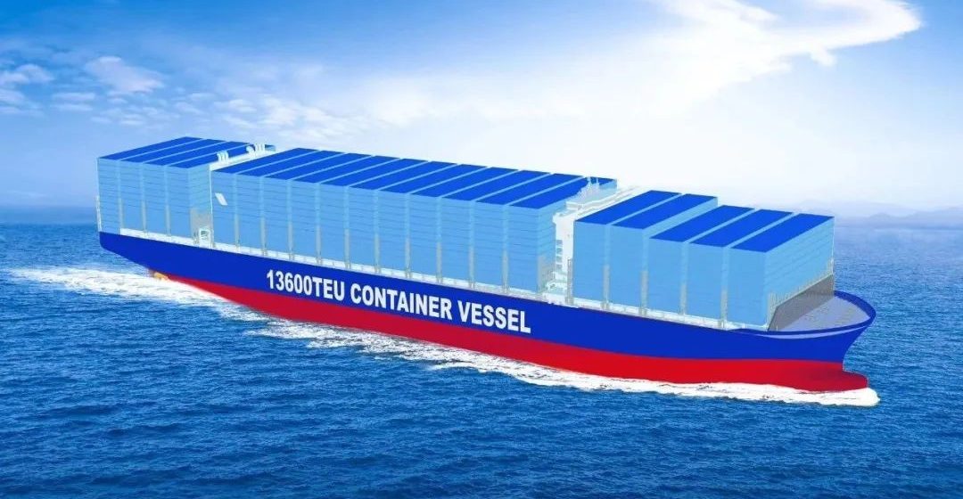 Artist impression van de nieuwe schepen van 13.600 teu voor COSCO SHIPPING Lines